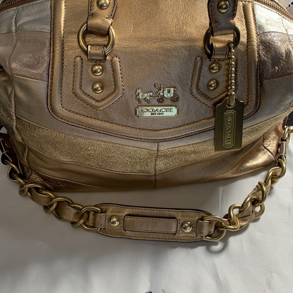 RARE COACH CHEVRON LEATHER AUDREY BAG - Picture 3 of 13